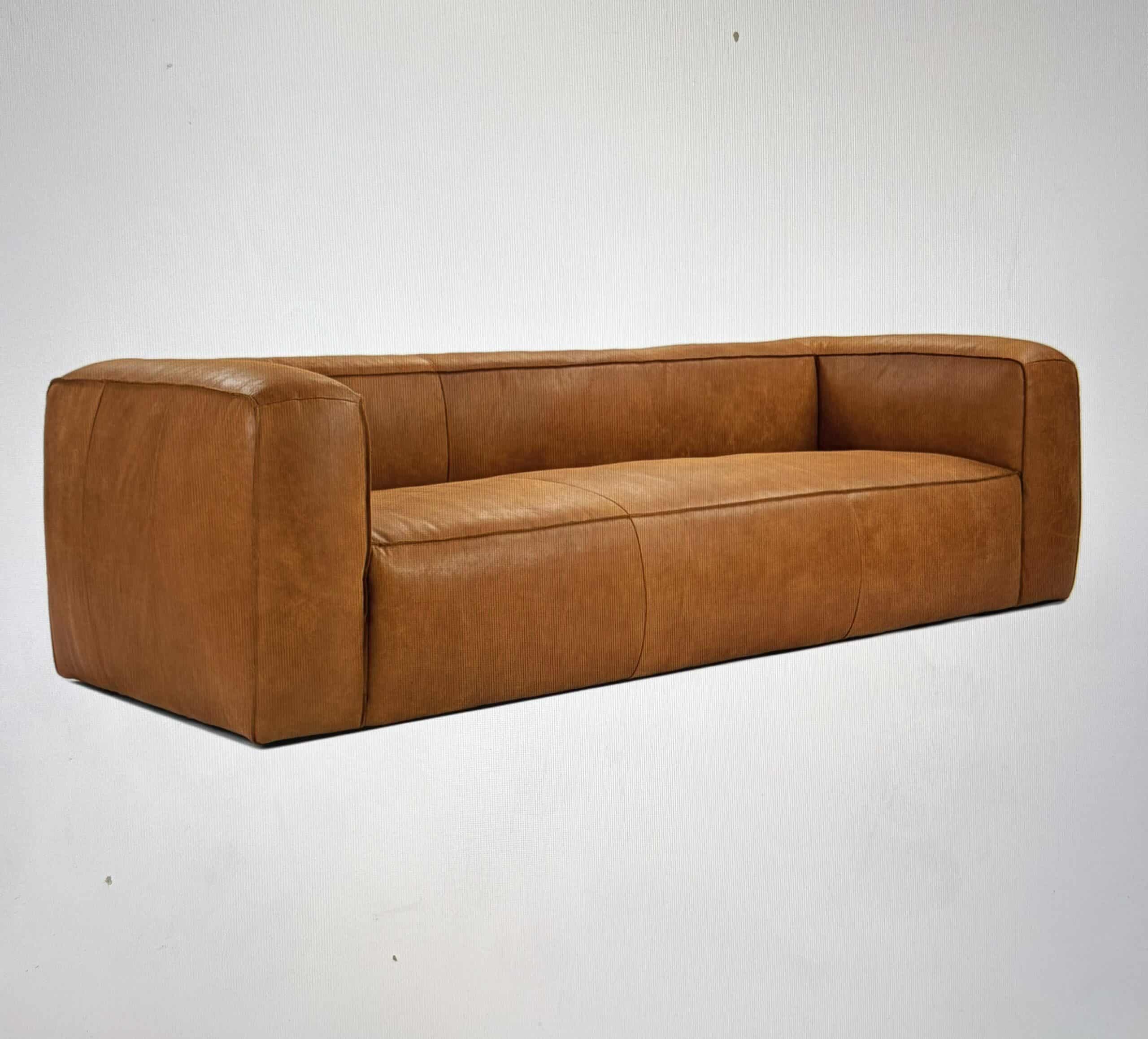 Cigar 92" Leather Sofa - Rawhide Tan